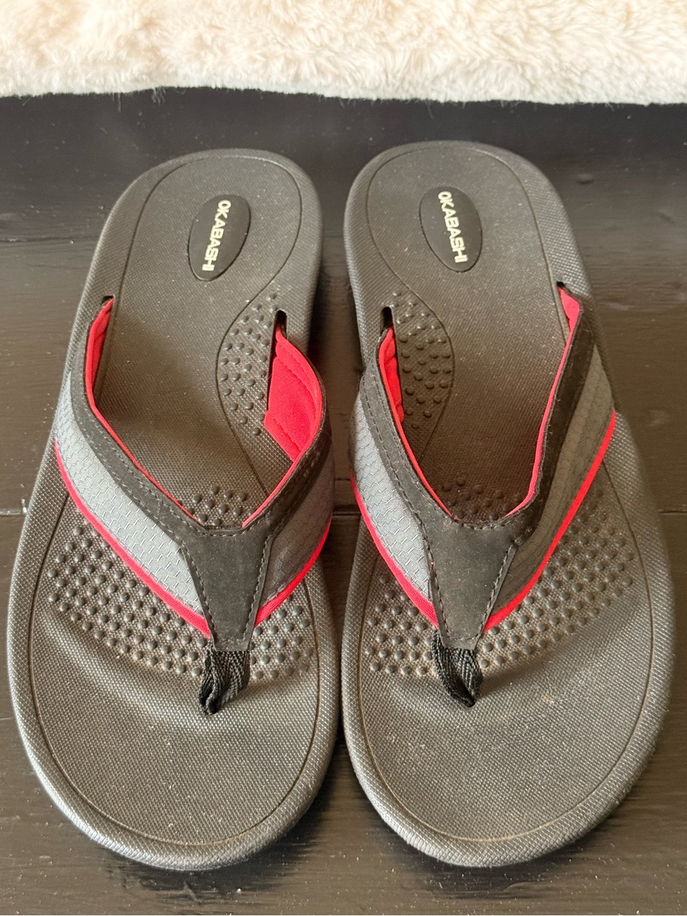 Okabashi Black and Red Men's Flip Flop Sandals